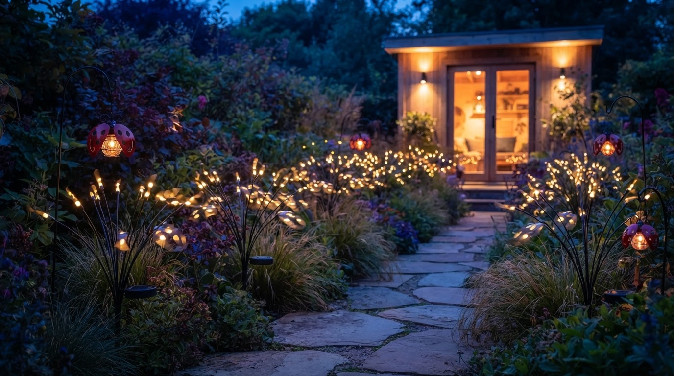 What defines a solar swaying light burst for gardens?