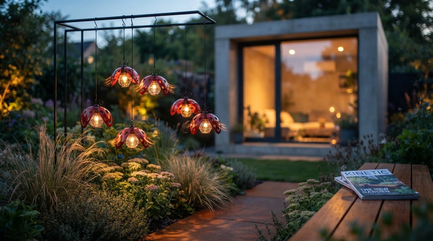 Solar Beetle Swinging Lights for Kinetic Garden Design