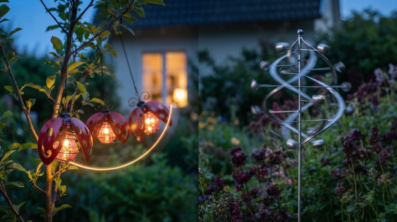 How do Solar Beetle Swinging Lights compare to wind dancers?