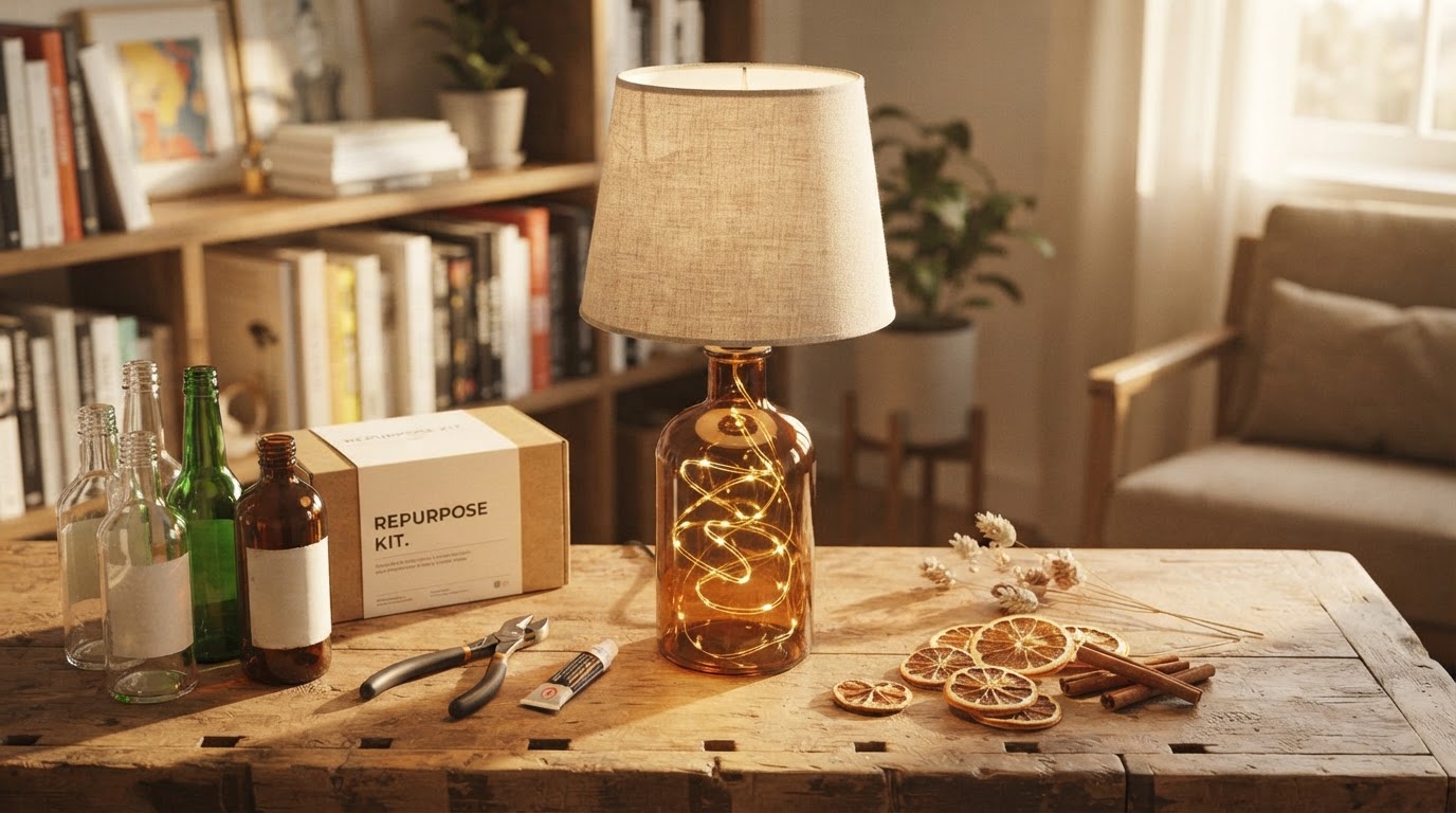 Converting Glass Waste with Led Bottle Lamp Hardware
