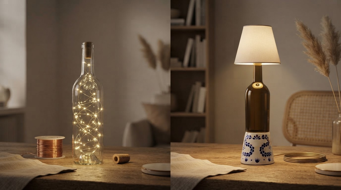 DIY Wine Bottle String Lights vs. Rechargeable LED Bottle Lamps