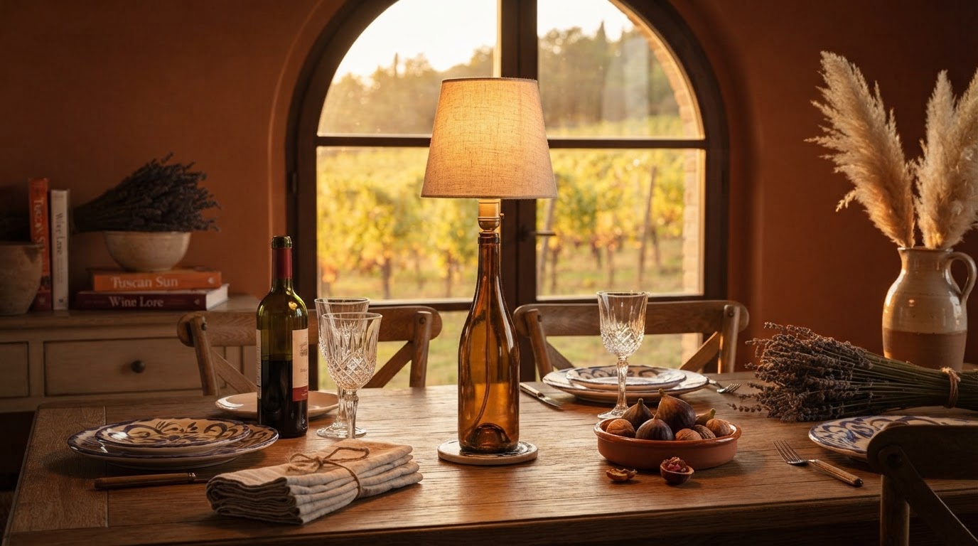 How to Style Empty Wine Bottles into Cordless Table Lamps