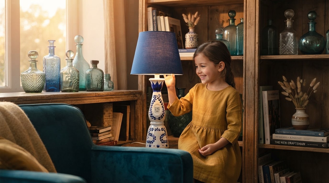 How do I style a Led Bottle Lamp in glass decor?