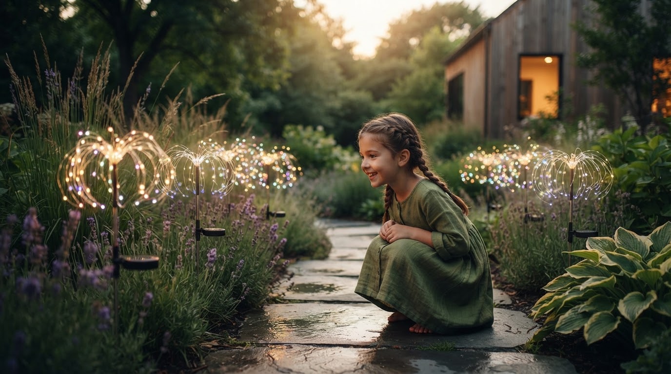 5-Step Solar Firework Light Setup for Garden Paths
