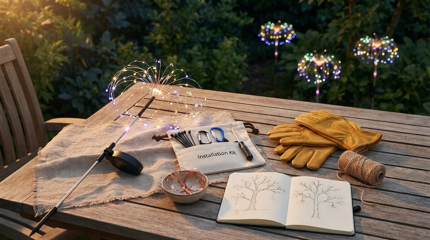 Hanging Solar Firework Light Installations for Trees