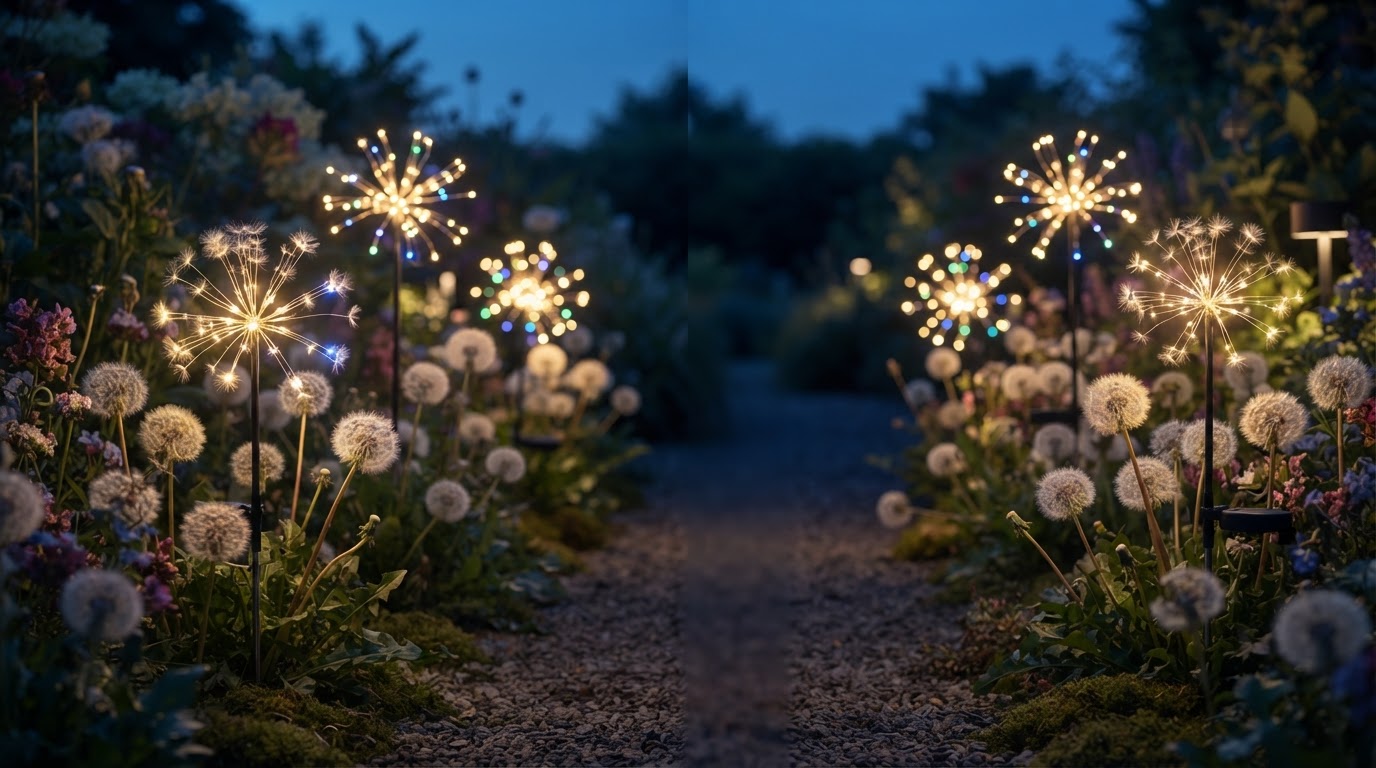 Solar Firework Light Selection for Dandelion Landscapes