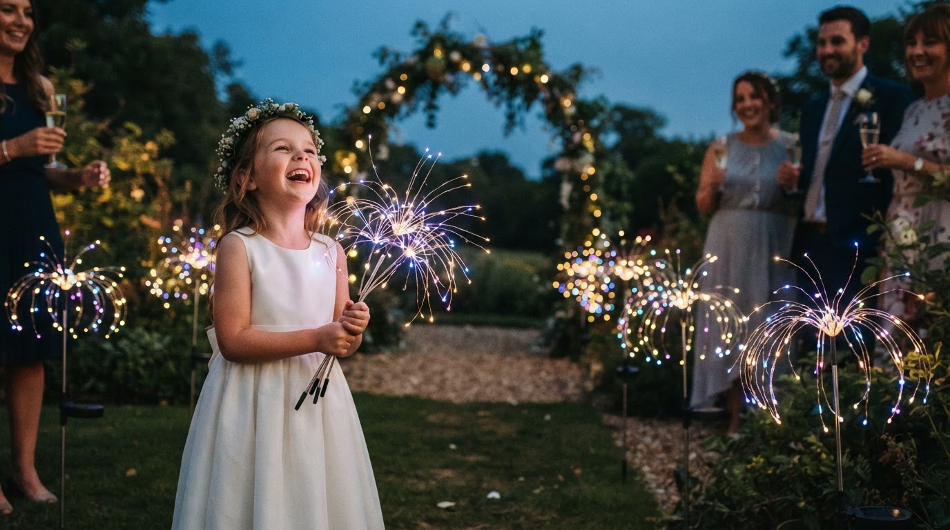 Decorating Wedding Gardens with Solar Firework Light