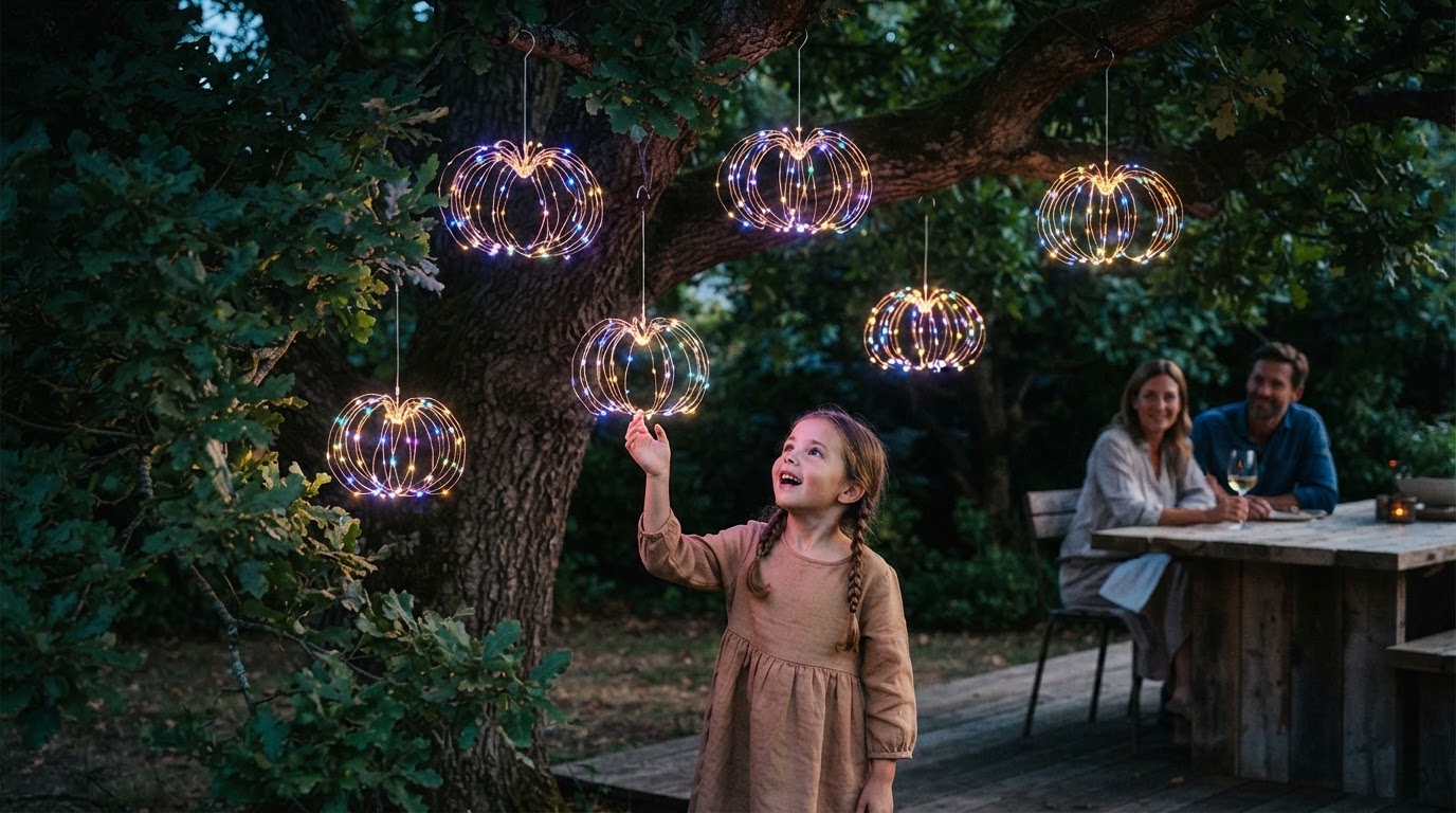 Suspending Solar Firework Light Units in Mature Trees