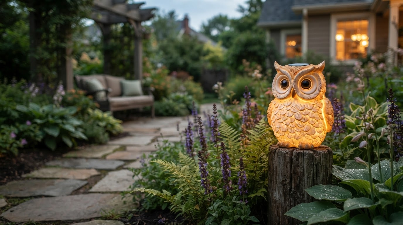 How do I choose owl landscape lighting decor for a yard?