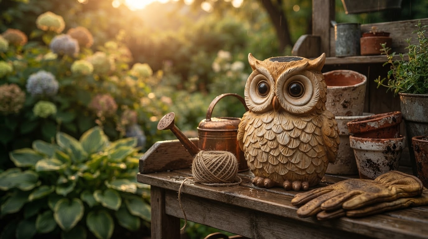 How does the Solar Owl Light stake handle garden weather?