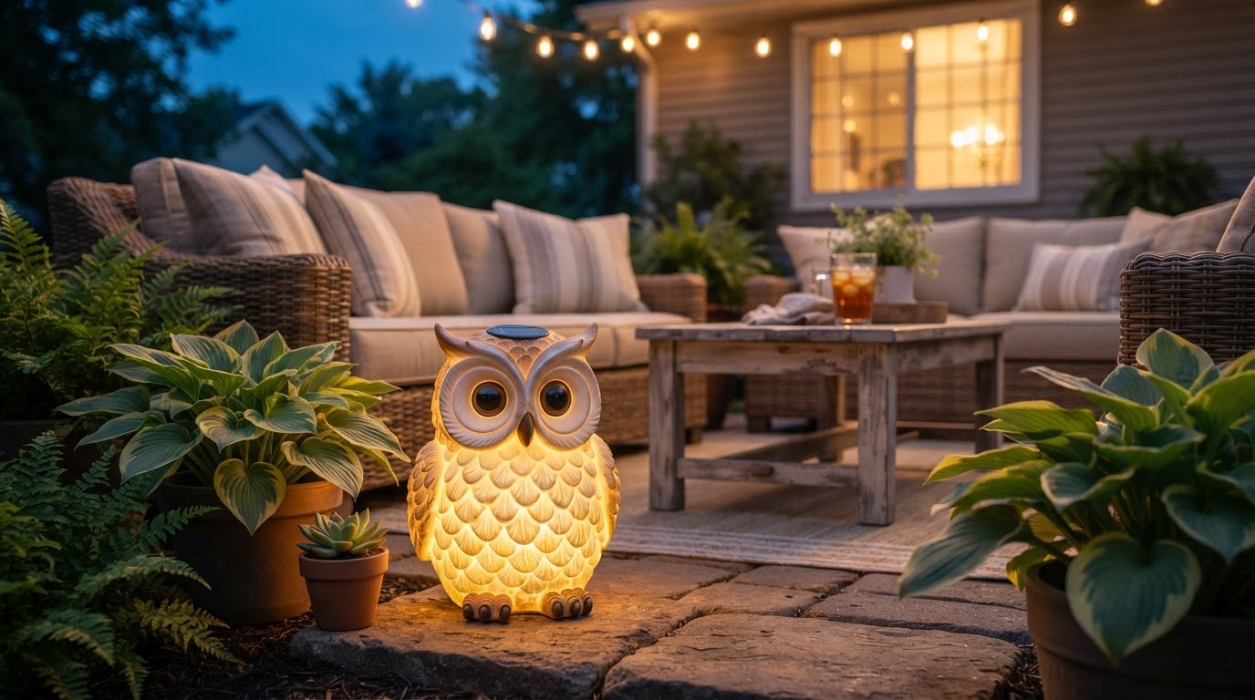 How does the Solar Owl Light perform on a patio?