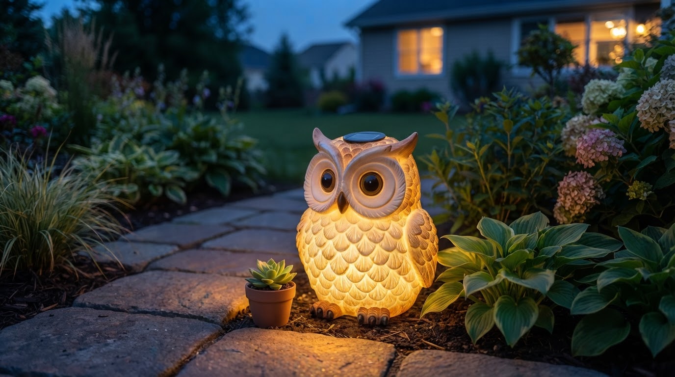 How Does a Solar Owl Light Statue Function in Garden Decor?