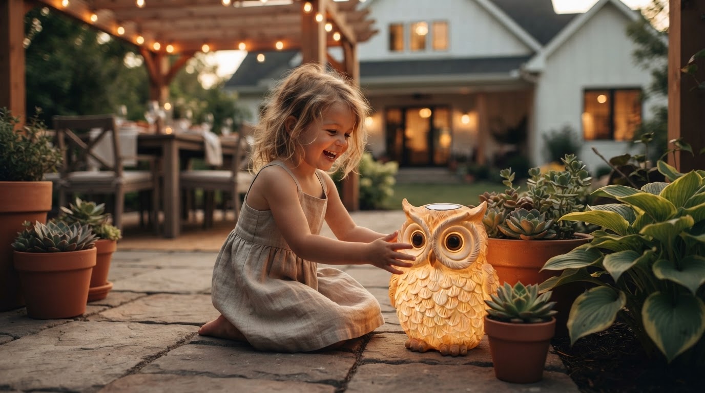 How to set up a Solar Owl Light for patio lighting?