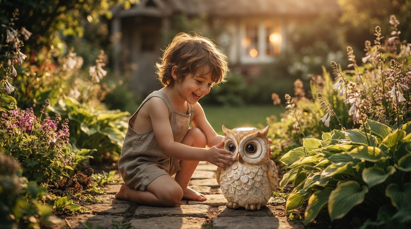 How do I install a Solar Owl Light statue for garden use?