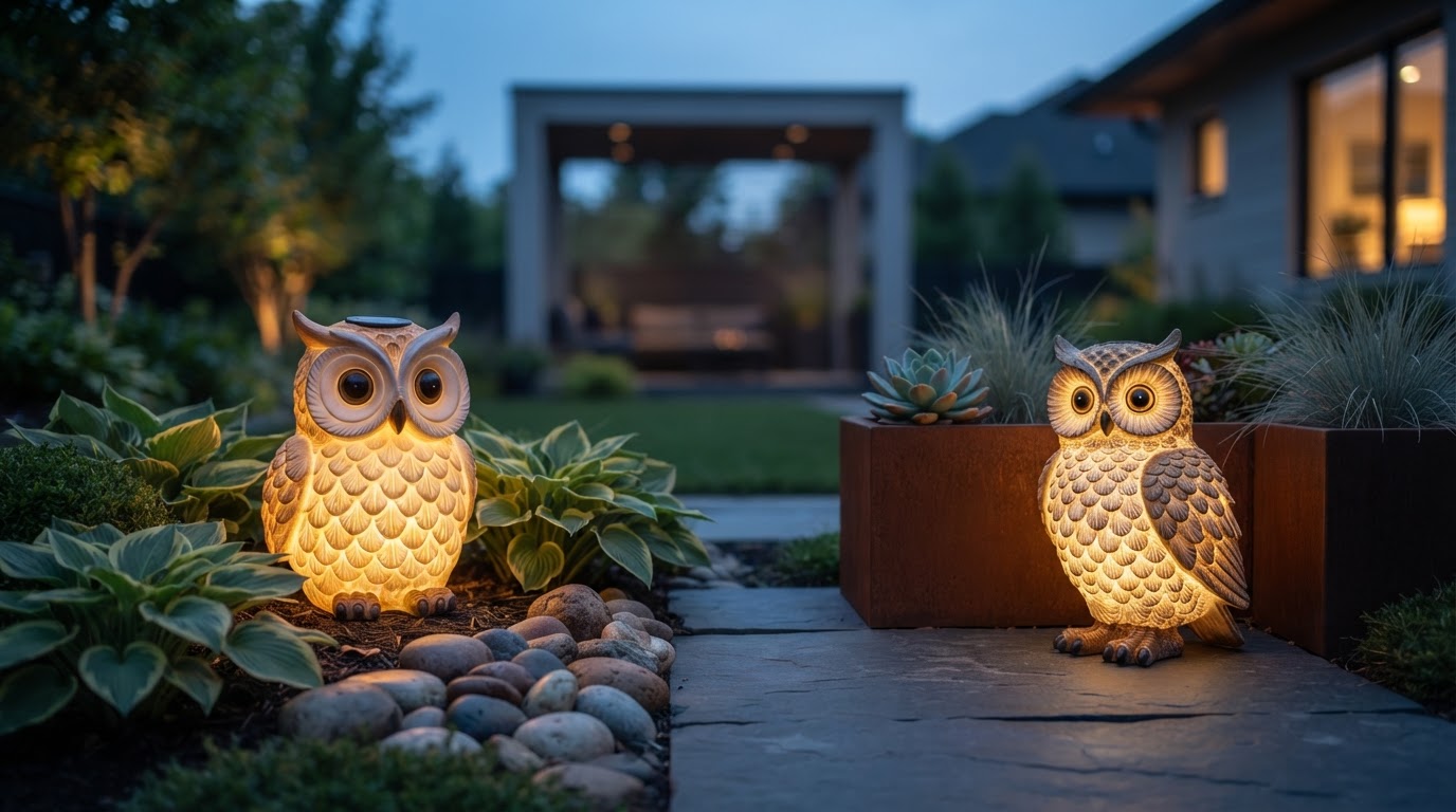 Solar Owl Light Selection for Modern Yard Decor