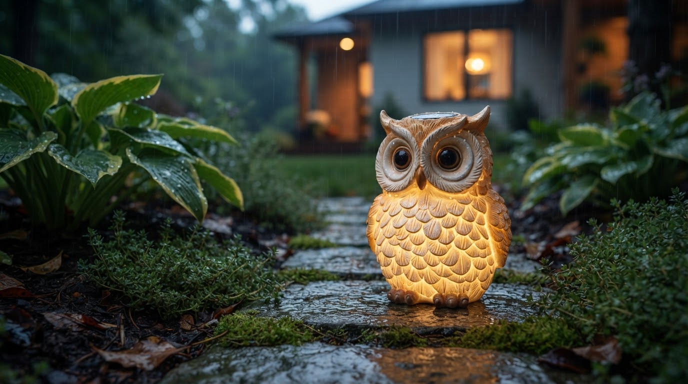 Is the Solar Owl Light waterproof enough for heavy rain?
