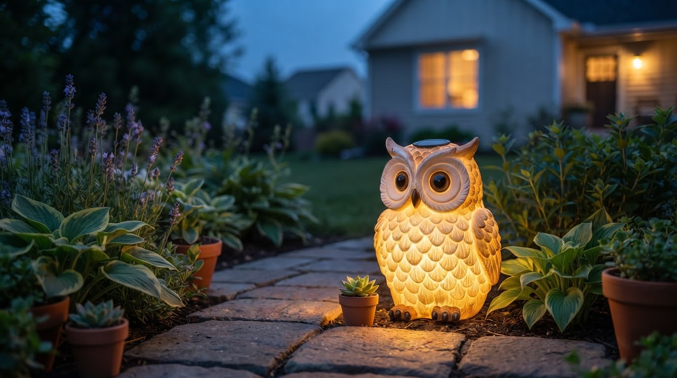 Why choose a Solar Owl Light glowing lawn ornament?