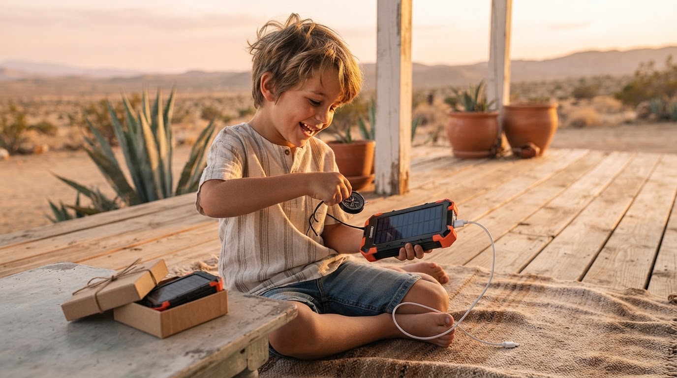How do I charge a Solar Charge Kit power bank?