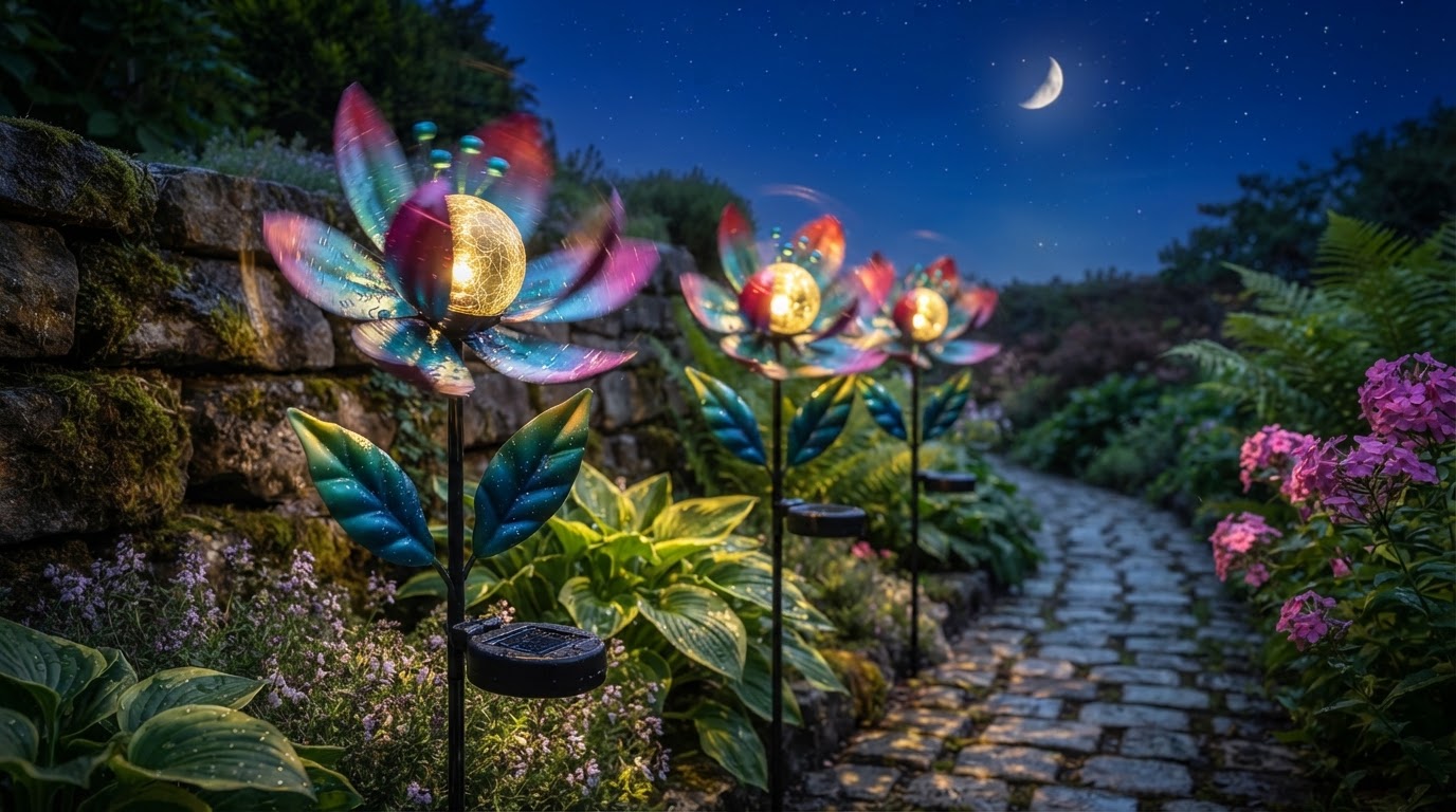 How do Solar Windmill Stakes handle high winds at night?