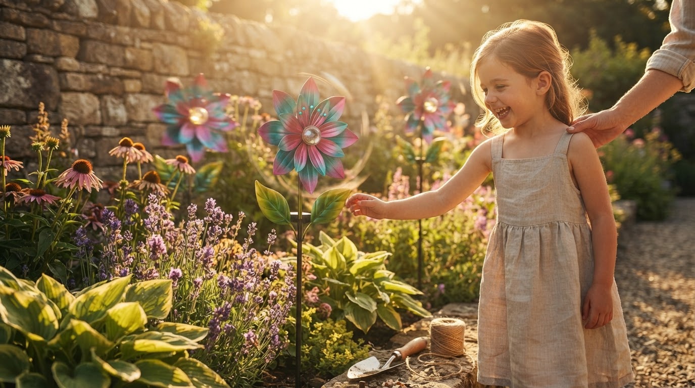 How do I install Solar Windmill Stakes in my garden?