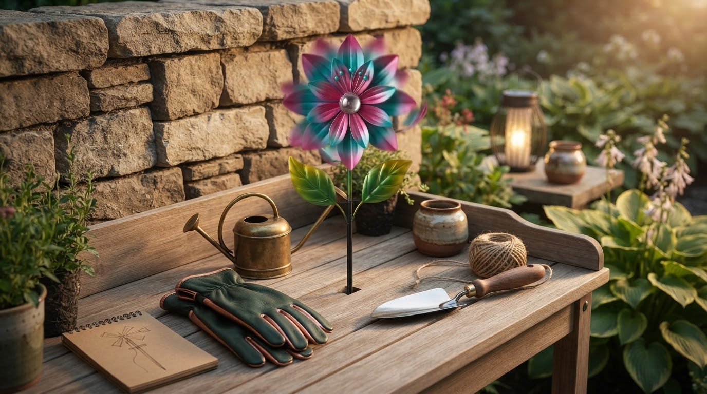 Integrating Solar Windmill Stakes into Modern Yard Design