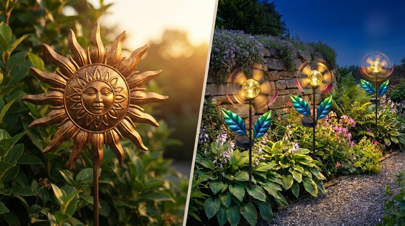 Illuminating Gardens with Solar Windmill Stakes