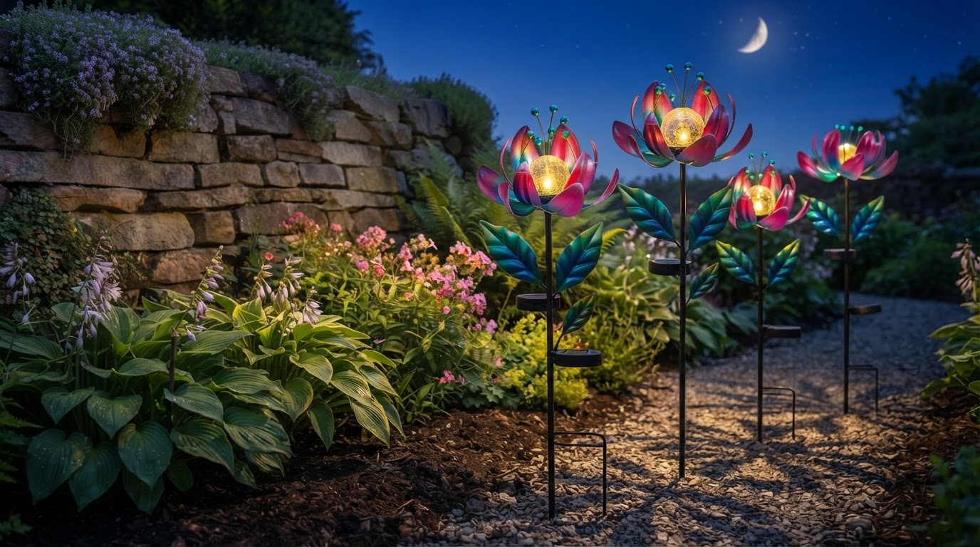 Solar Windmill Stakes for Kinetic Garden Artistry