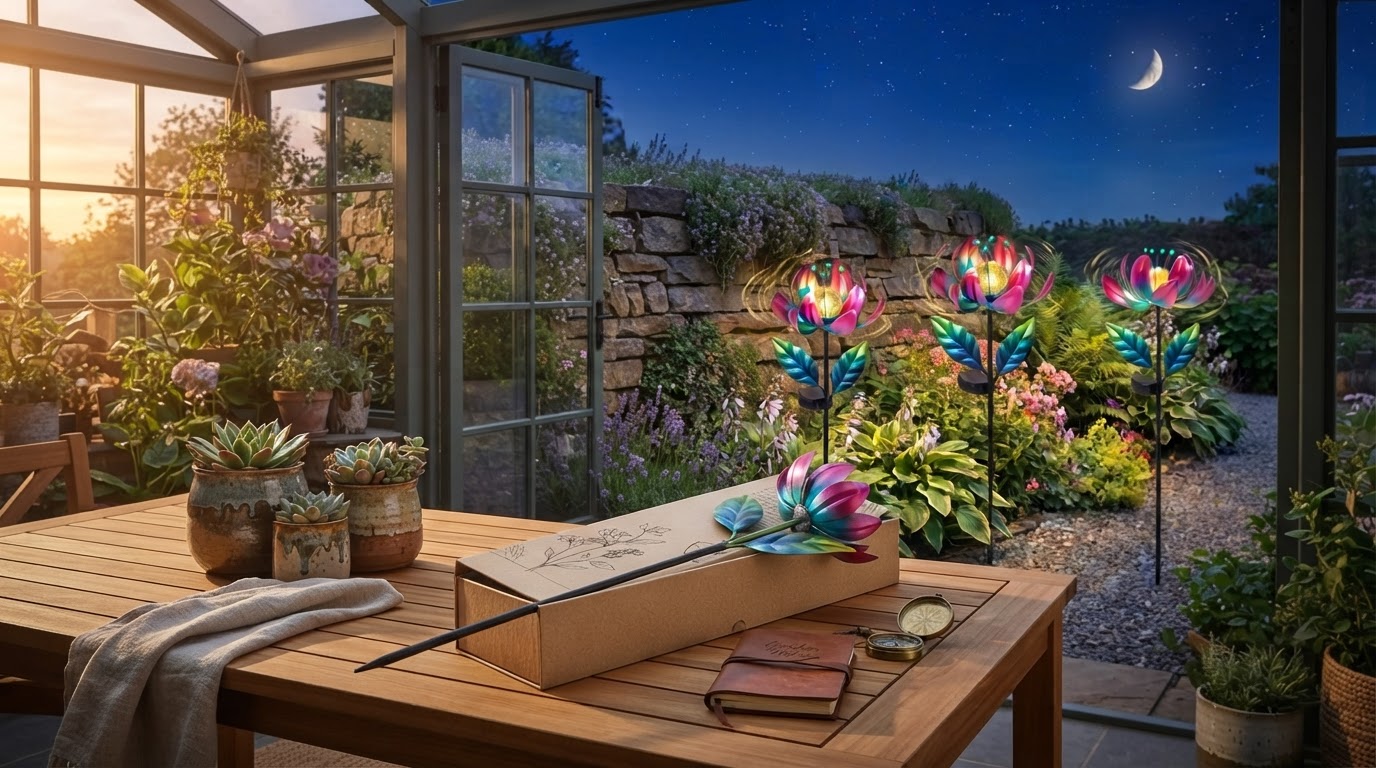 Solar Windmill Stakes Performance Framework for Garden Art