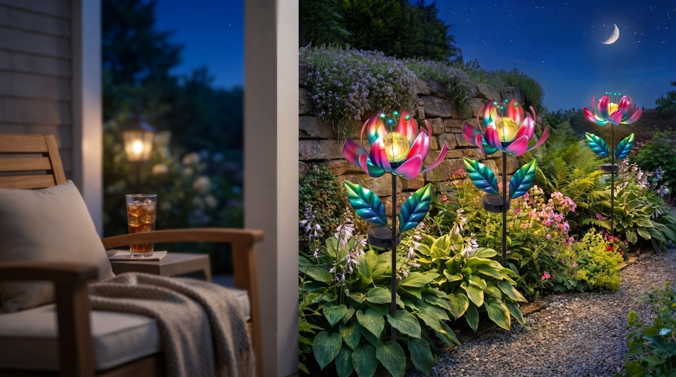 Solar Windmill Stakes for Patio Ambiance