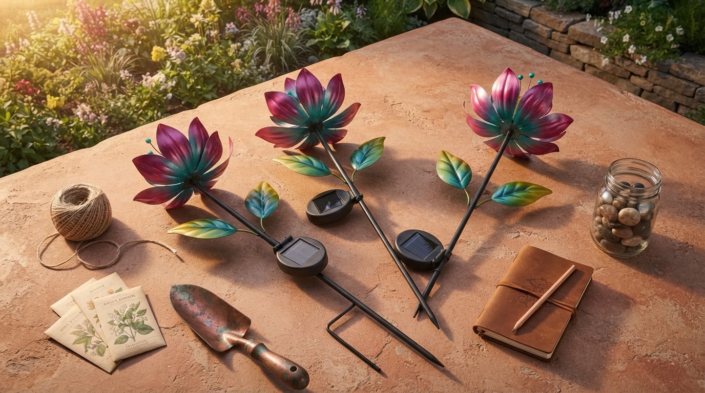 Solar Windmill Stakes for Kinetic Garden Design