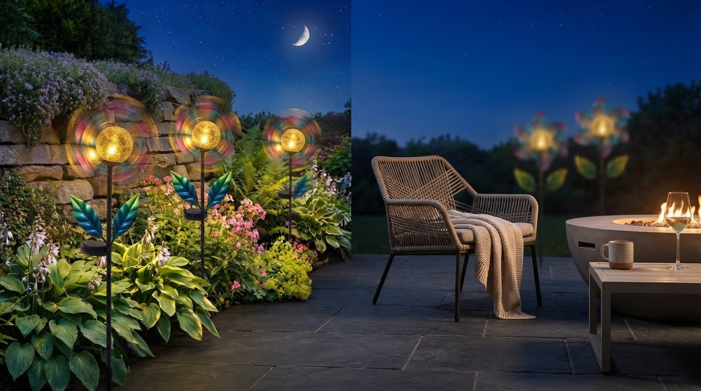 Solar Windmill Stakes for Unique Patio Lighting