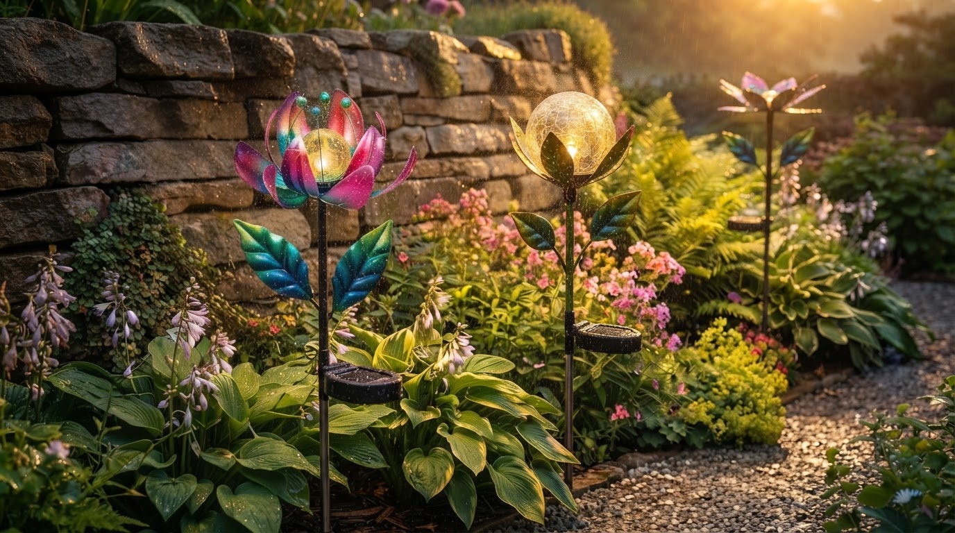 Solar Windmill Stakes Performance in Wet Flower Beds