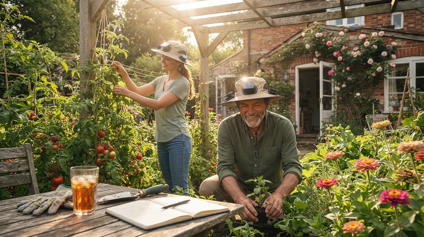 How does a solar panel hat with fan keep you cool?