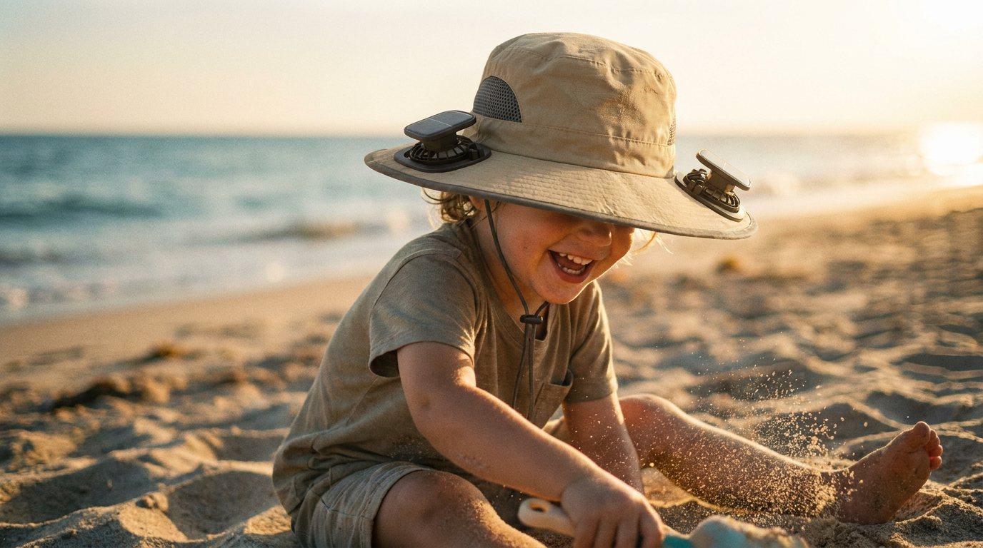 How does the Solar Cooling Hat provide UV protection?