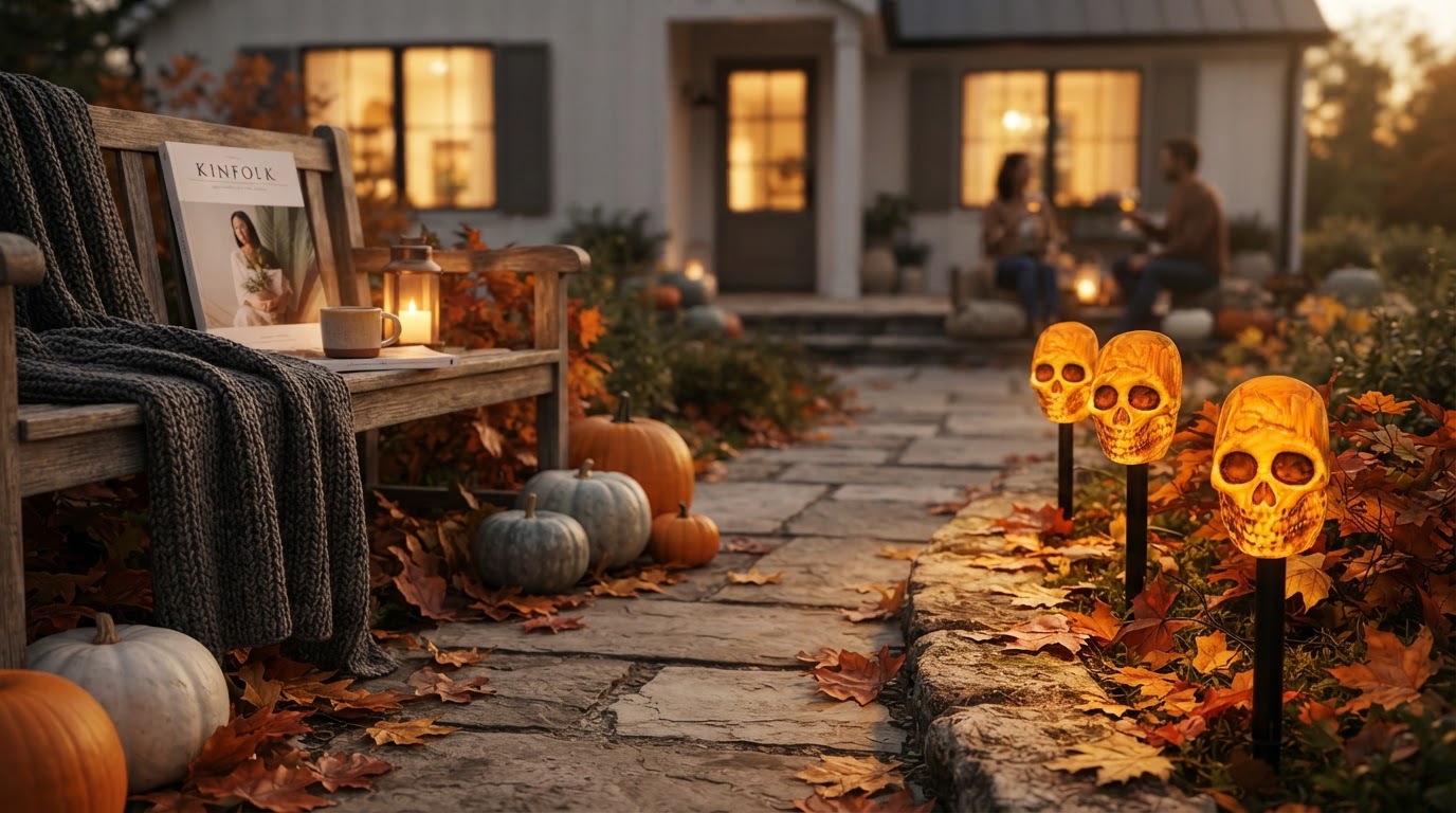 Solar Skull Stakes for Halloween Pathway Illumination