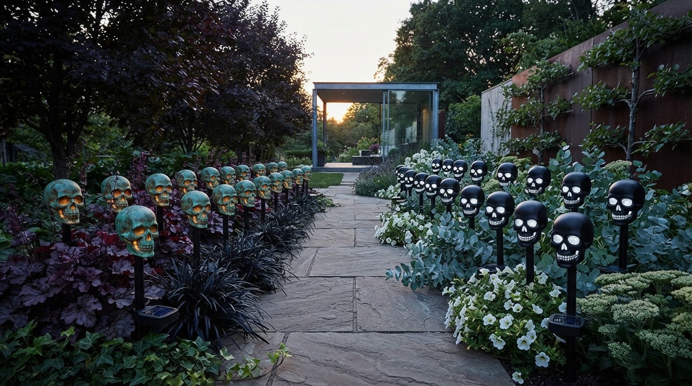 Solar Skull Stakes for Skeleton Garden Light Arrays