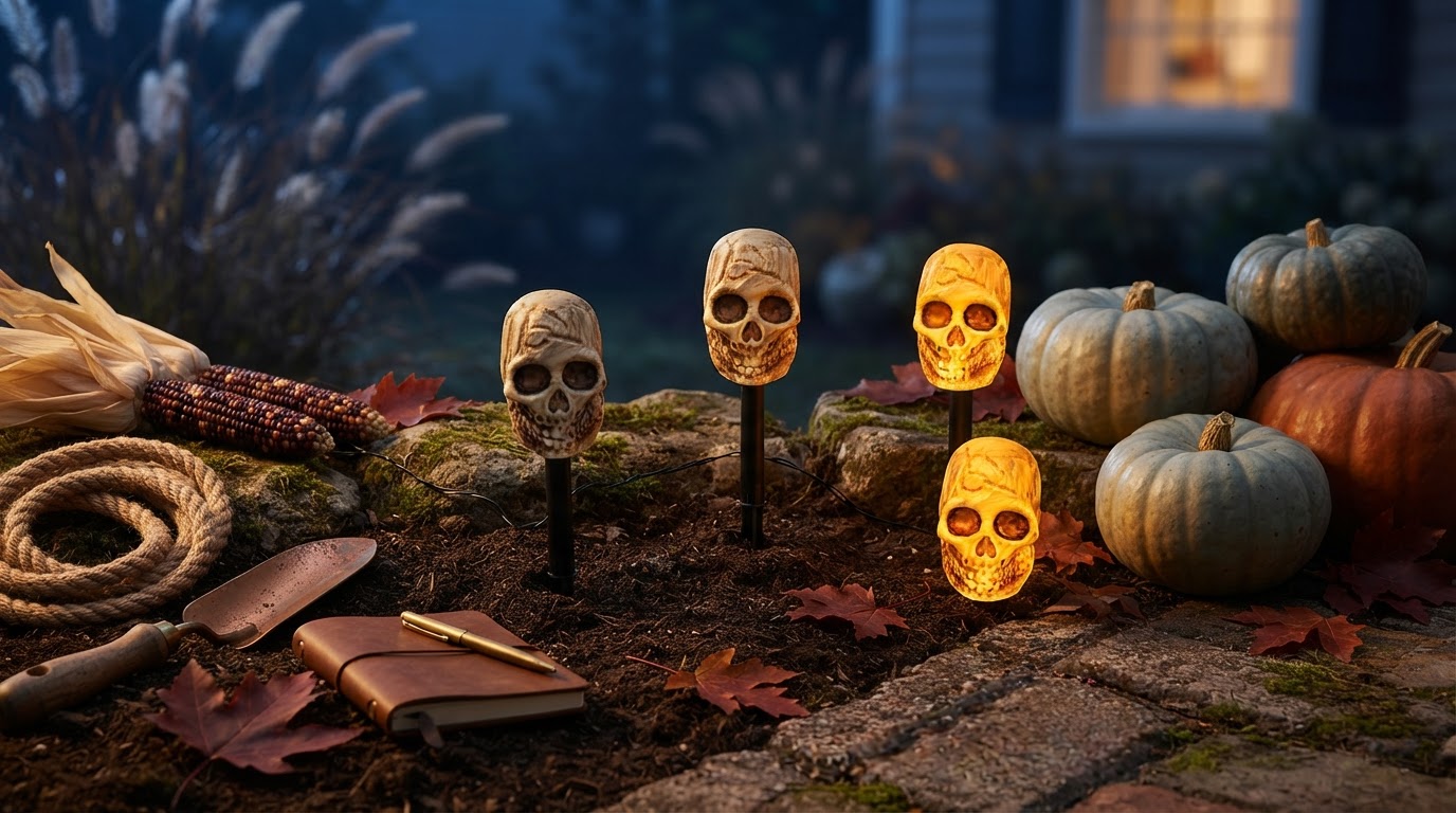 Solar Skull Stakes for Integrated Yard Lighting