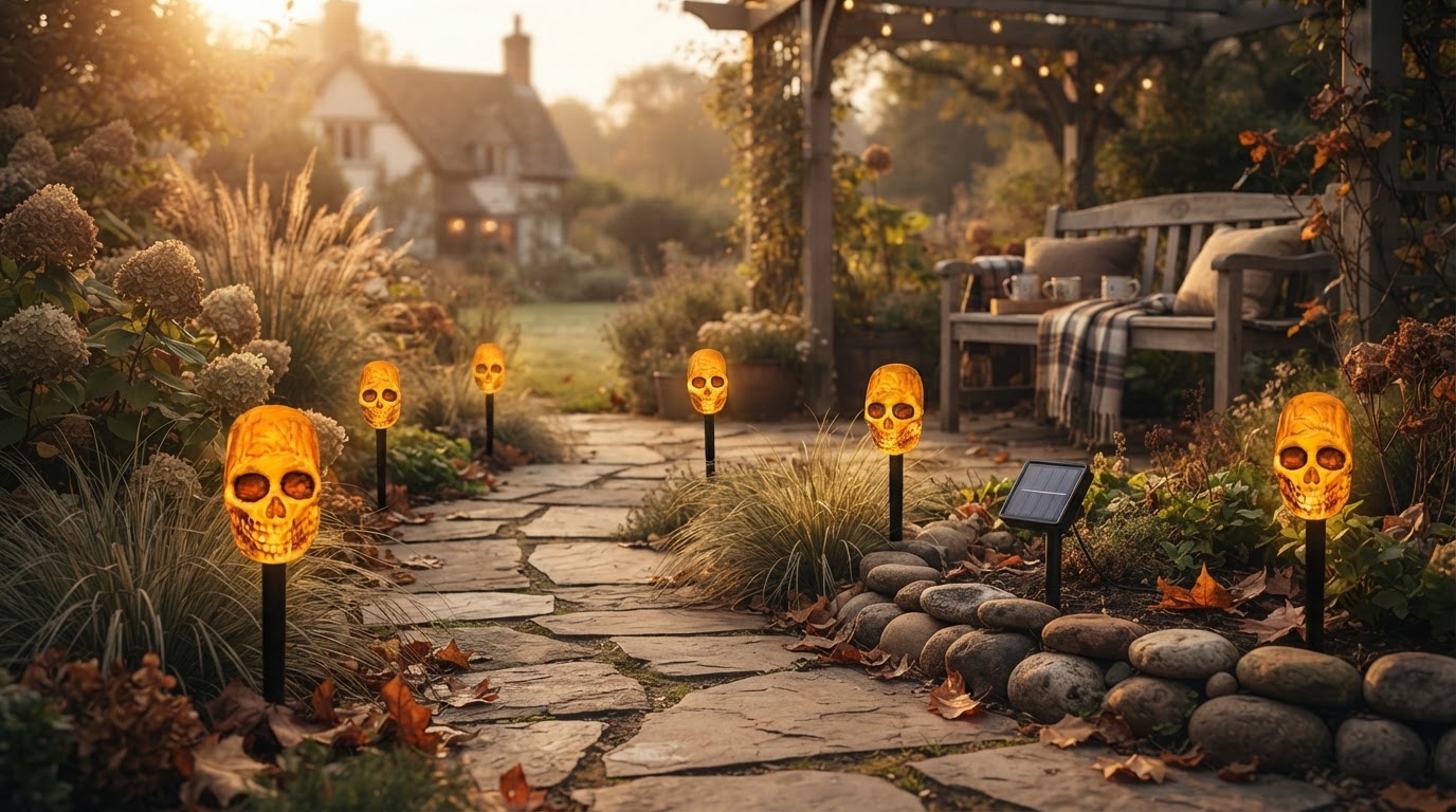 How do Solar Skull Stakes perform in garden lighting setups?