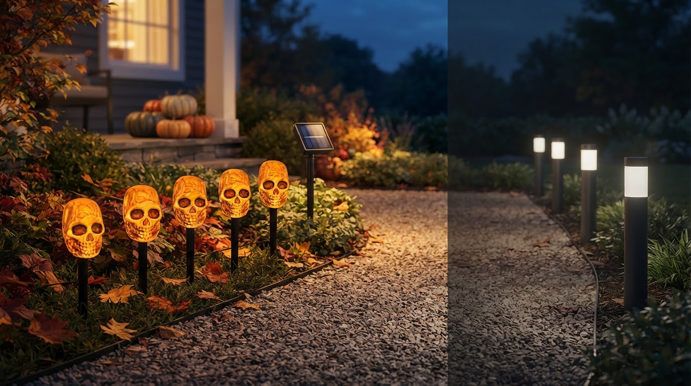 Solar Skull Stakes vs. Traditional LED Pathway Lights