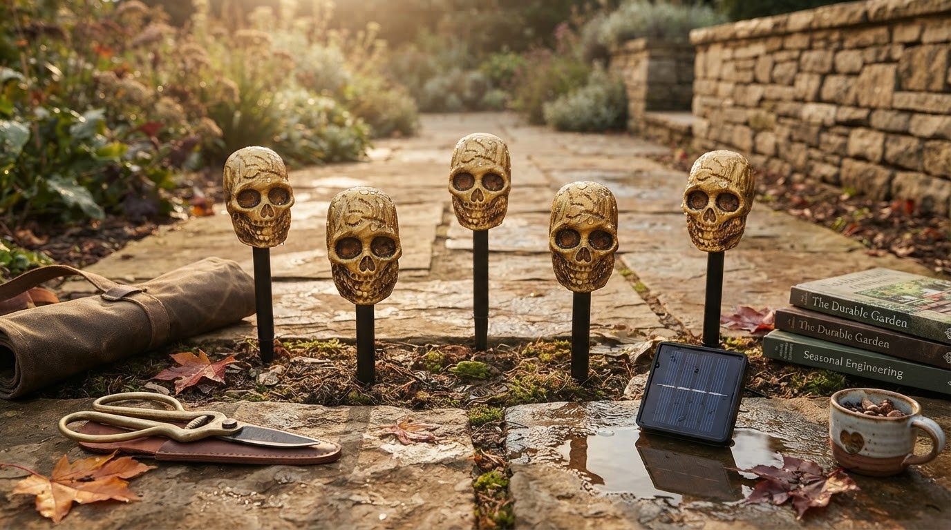 Solar Skull Stakes and Waterproof Yard Durability