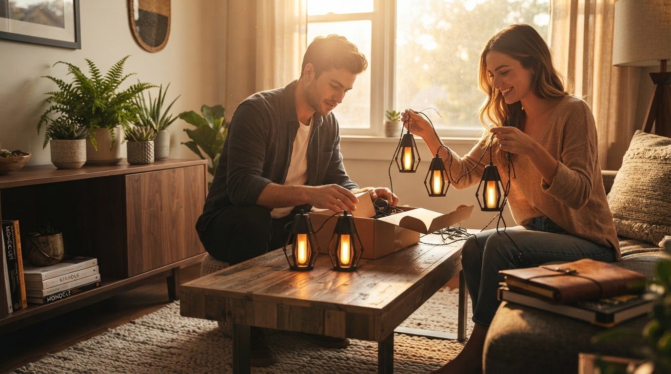 SolarFlame String Lights: The 3-Axis Lantern Framework