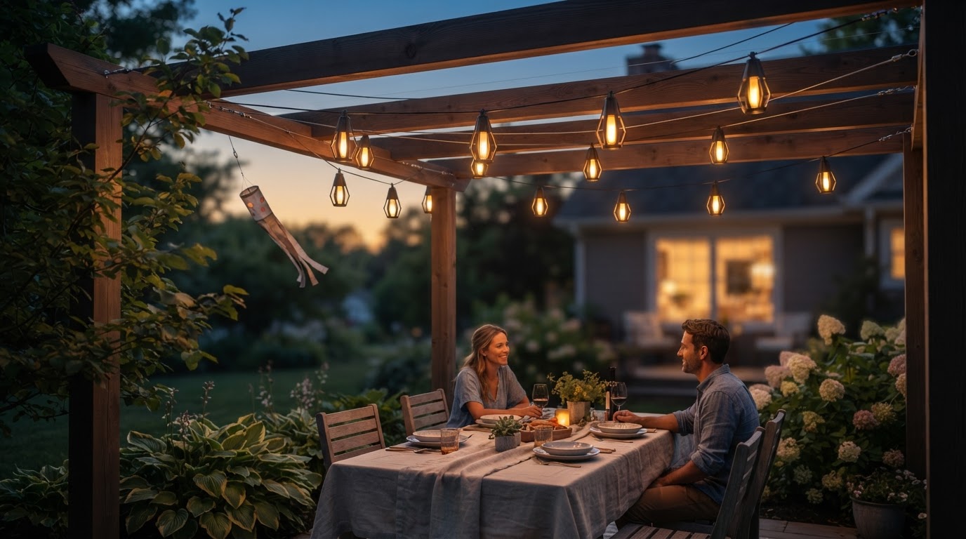 Can SolarFlame String Lights endure pergola wind loads?