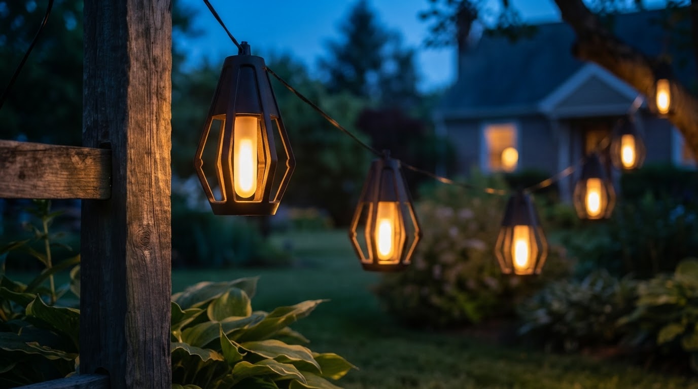 How do SolarFlame String Lights simulate a fire effect?