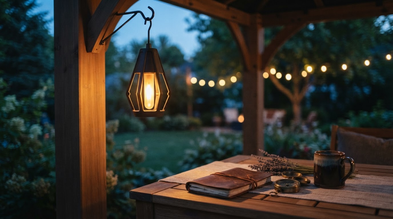Solar Flame Lantern for Permanent Gazebo Lighting