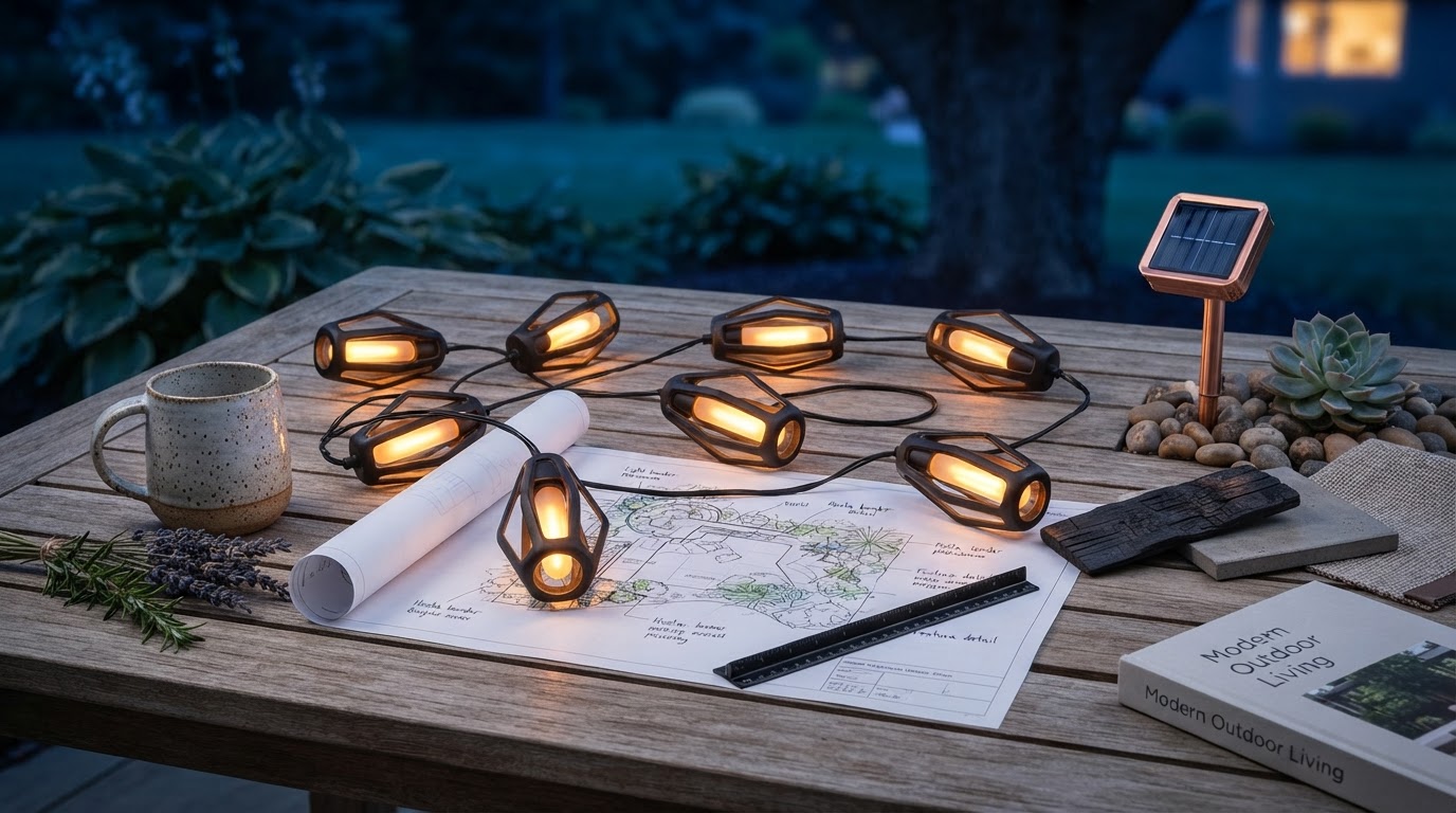 SolarFlame String Lights for Modern Landscape Design