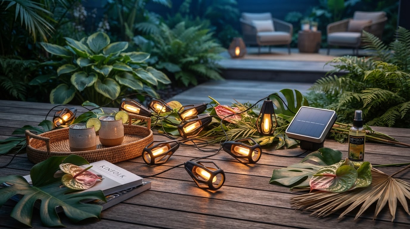 SolarFlame String Lights for Modern Tropical Backyards