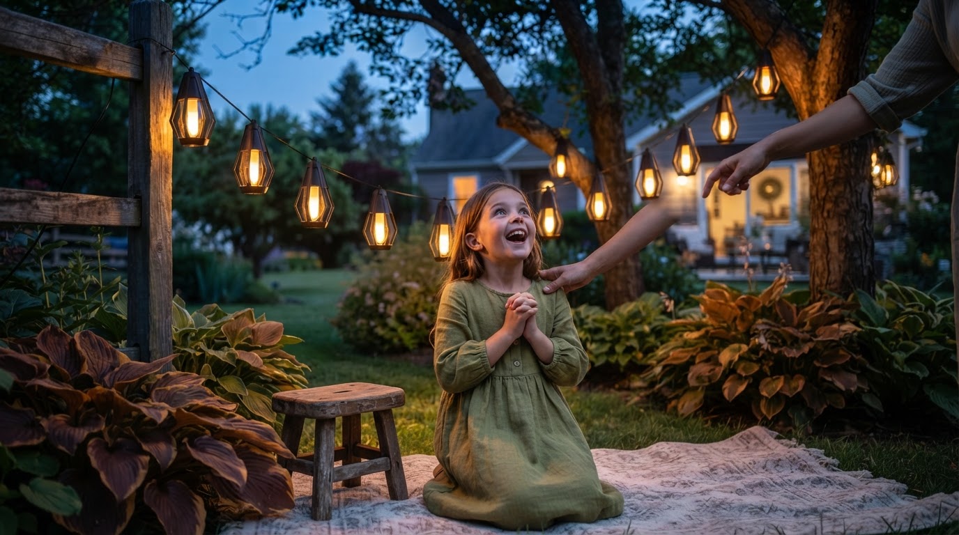 SolarFlame String Lights Setup for Garden Fire Effects