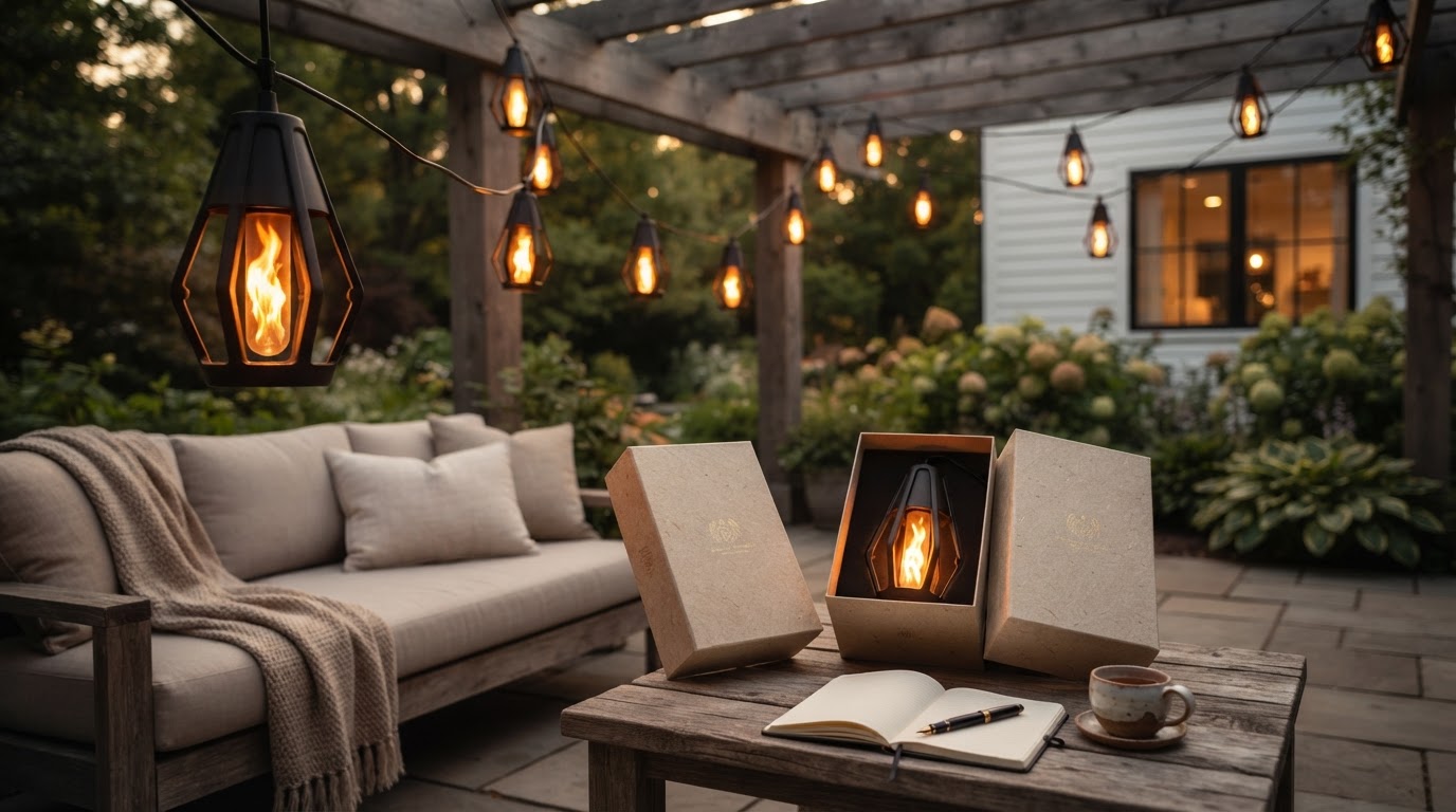 SolarFlame String Lights and the Hanging Torch Framework