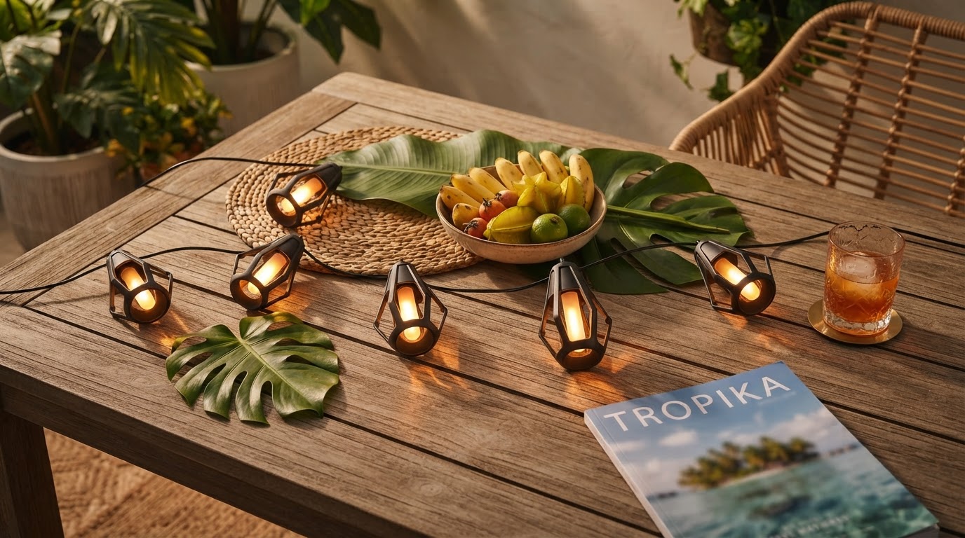 SolarFlame String Lights for Modern Tropical Patios