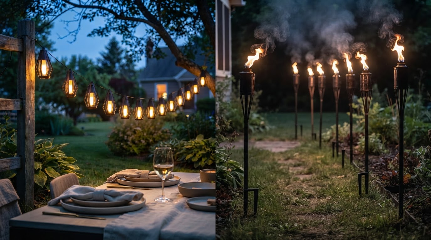 Why choose SolarFlame String Lights over stake torches?